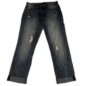 Laurie Felt Classic Boyfriend Crop Denim Jeans Size 4 Distressed Virtual Stretch